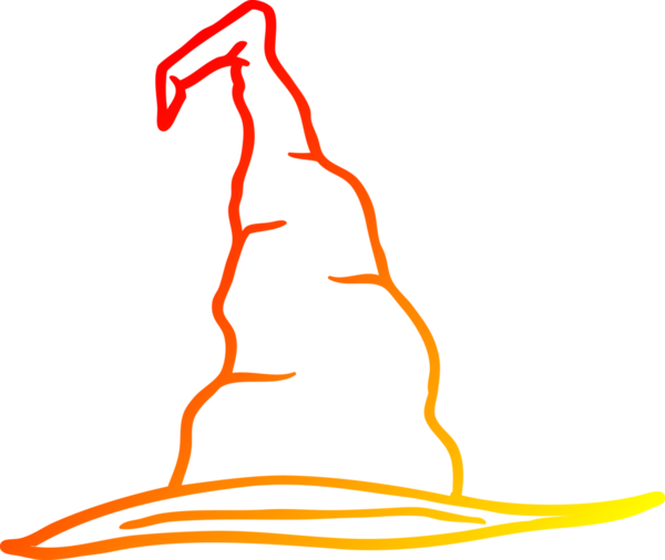 Bir insan tarafından çizilmiş bir cadı şapkasının sıcak çizgi çizimi.