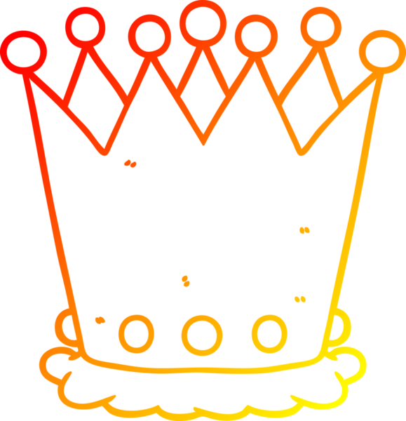 Bir insan tarafından çizilmiş bir karikatür tacının sıcak gradyan çizimi