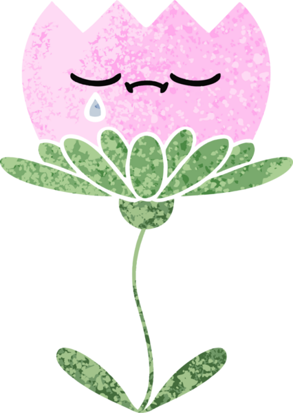 Bir insan tarafından çizilmiş bir çiçeğin retro çizim stili