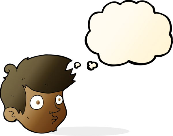 Bir insan tarafından çizilmiş düşünce balonlu çizgi film çocuğu.