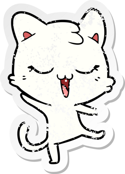 Bir insan tarafından çizilmiş karikatür bir kedinin sıkıntılı çıkartması.