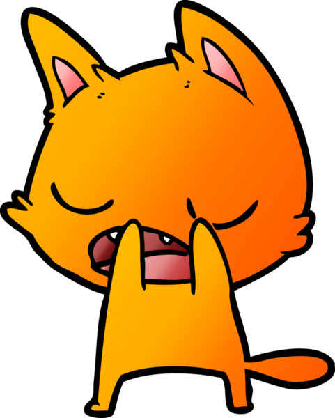 Bir insan tarafından çizilmiş konuşan kedi çizgi filmi.