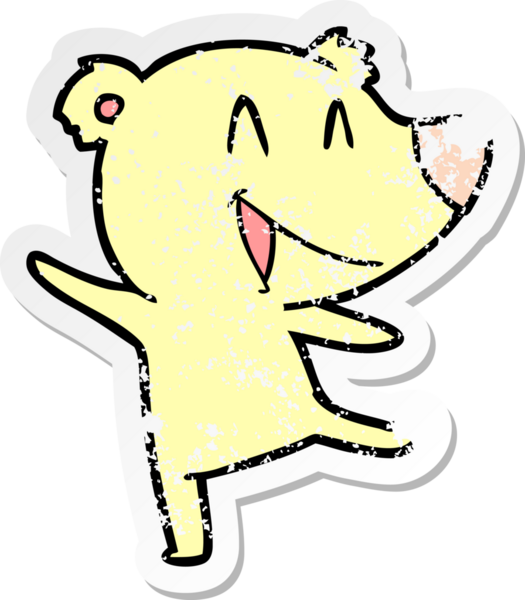 Bir insanın çizdiği gülen ayı karikatürünün sıkıntılı çıkartması.