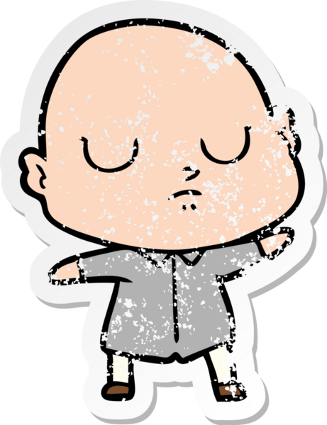 Bir insan tarafından çizilmiş kel bir adamın sıkıntılı çıkartması.