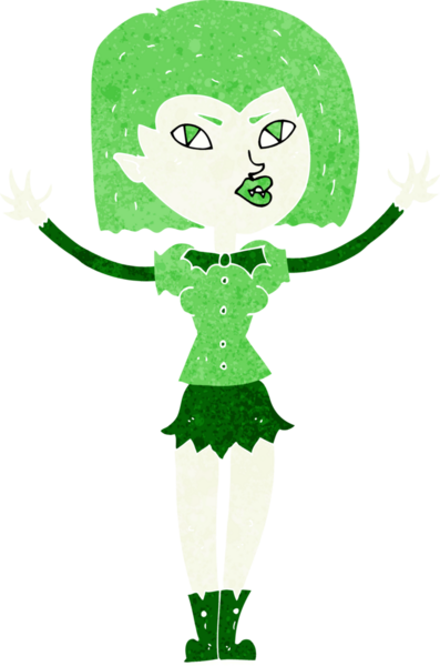 Bir insan tarafından çizilmiş vampir kız çizgi filmi.