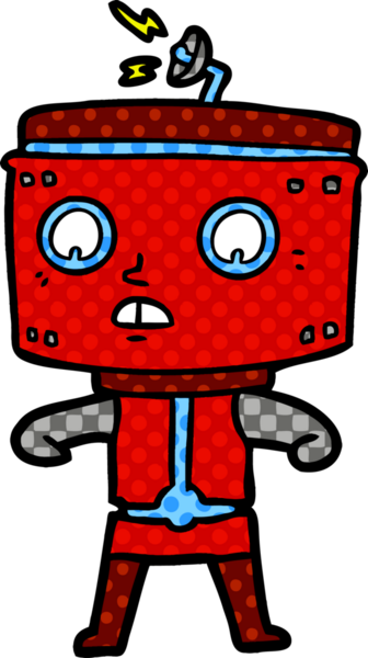 Bir insan tarafından çizilmiş çizgi film robotu