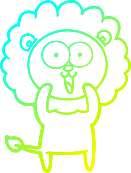 Bir insan tarafından çizilmiş mutlu çizgi film aslanı çizimi.