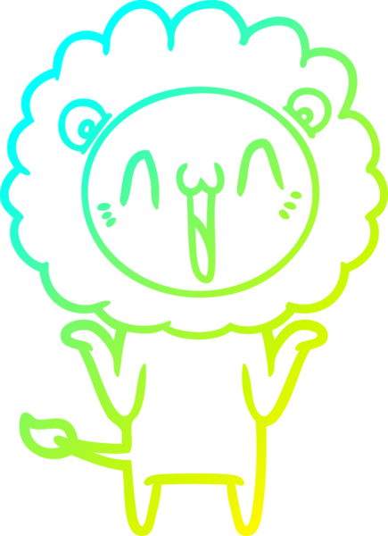 Bir insan tarafından çizilmiş mutlu çizgi film aslanı çizimi.