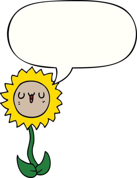 Bir insan tarafından çizilmiş konuşma baloncuklu karikatür çiçeği