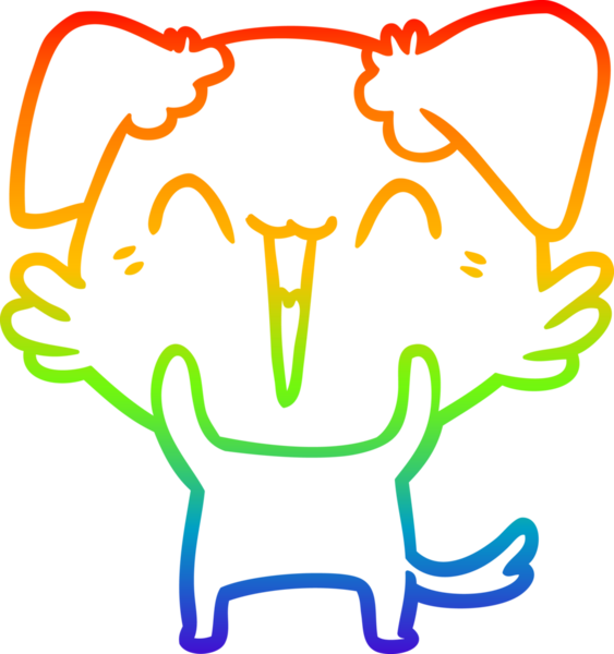 gökkuşağı gradyan çizimi bir insan tarafından çizilmiş mutlu küçük bir köpek çizgi filmi