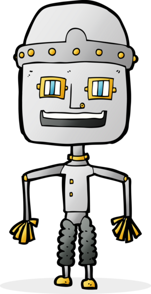 Bir insan tarafından çizilmiş komik çizgi film robotu