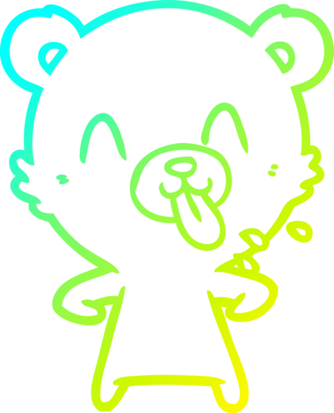 Bir insan tarafından çizilmiş kaba bir çizgi film ayısının soğuk gradyan çizimi