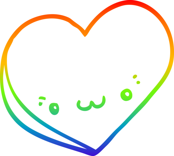 Gökkuşağı gradyan çizgi çizimi Bir insan tarafından çizilmiş bir aşk kalbi