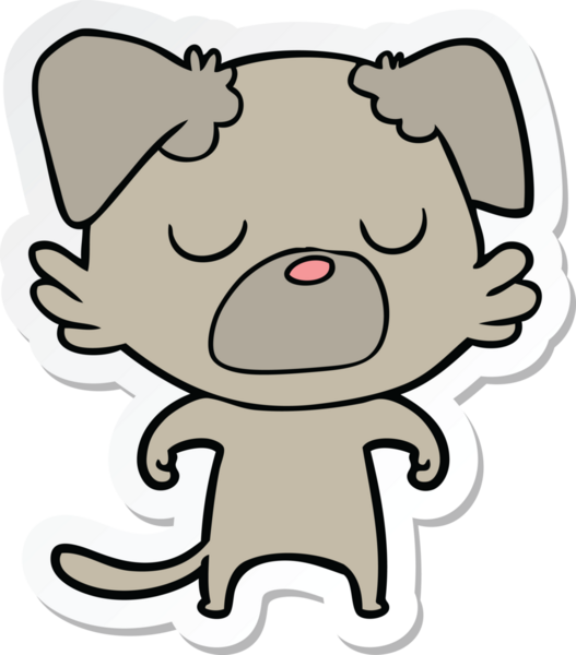 Bir insan tarafından çizilmiş bir köpeğin çıkartması.