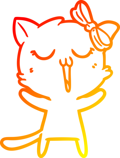 Bir insan tarafından çizilmiş çizgi film kedisinin sıcak çizgi çizimi