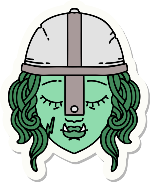 Bir insan tarafından çizilmiş Ork Savaşçısı karakterinin çıkartması.