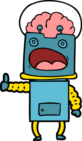 Bir insan tarafından çizilmiş çizgi film robotu