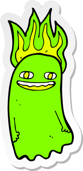 Bir insan tarafından çizilmiş komik bir hayaletin çıkartması.