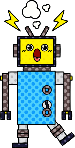 bir insan tarafından çizilmiş bir robotun çizgi roman tarzı