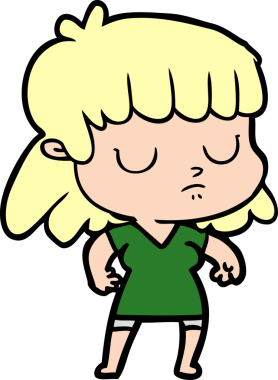 Bir insan tarafından çizilmiş ilgisiz bir kadın çizgi filmi.