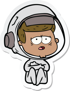 Bir insan tarafından çizilmiş yorgun bir astronotun çıkartması.