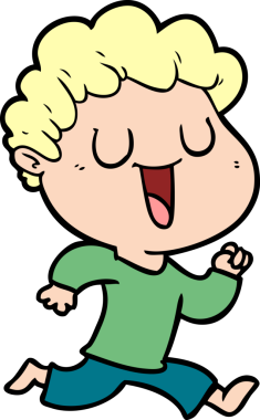 Bir insan tarafından çizilmiş gülen karikatür adam.