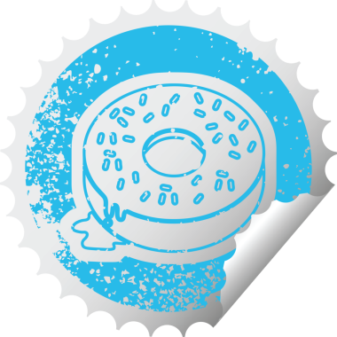 Bir insanın çizdiği lezzetli buzlu çöreğin sıkıntılı simgesi.