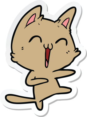 Bir insan tarafından miyavlanan mutlu çizgi film kedisinin çıkartması.