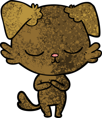 Bir insan tarafından çizilmiş şirin bir çizgi film köpeği.