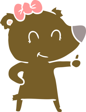 Bir insan tarafından çizilmiş dişi ayı düz renk karikatürü