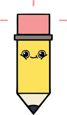 Bir insan tarafından çizilmiş sevimli bir kalem karikatürü.