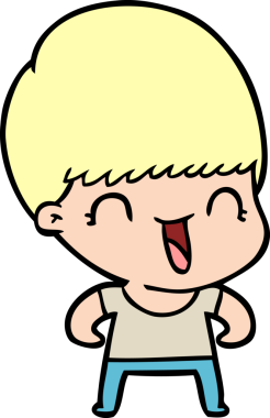 Bir insan tarafından çizilmiş mutlu çizgi film çocuğu.