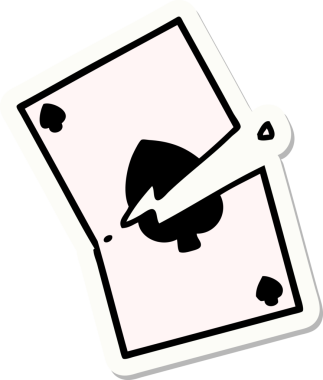 Bir insan tarafından çizilmiş yırtık bir kartın geleneksel stiliyle dövme çıkartması