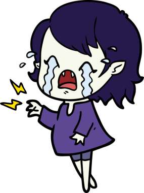 Bir insan tarafından çizilmiş ağlayan vampir kız çizgi filmi.