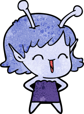 Bir insan tarafından çizilmiş uzaylı kız.