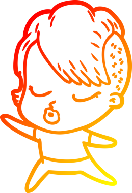 Bir insan tarafından çizilmiş güzel hippi bir çizgi film çizimi.