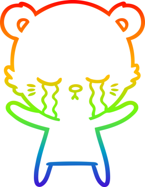 gökkuşağı gradyan çizgi çizimi bir insan tarafından çizilen ağlayan çizgi film kutup ayısı