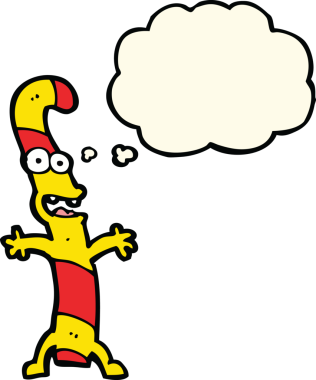 Bir insan tarafından çizilmiş düşünce balonlu şeker kamışı.