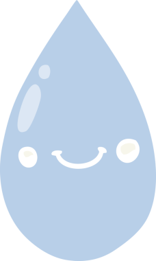 Bir insan tarafından çizilmiş düz renk çizgi film tatlı yağmur damlası