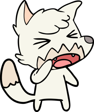 Bir insan tarafından çizilmiş kızgın çizgi film tilkisi.