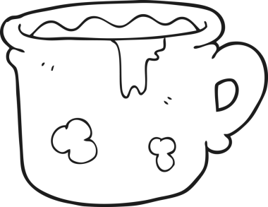 Bir insan tarafından çizilmiş siyah beyaz bir kahve fincanı.