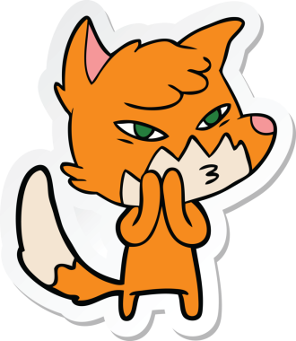 Bir insan tarafından çizilmiş akıllı bir tilkinin çıkartması.