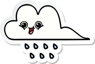 Bir insan tarafından çizilmiş şirin bir yağmur bulutunun çıkartması.