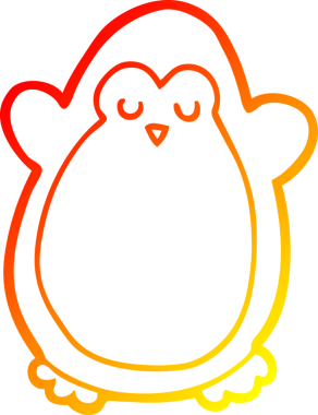 Bir insan tarafından çizilen karikatür pengueninin sıcak çizgi çizimi