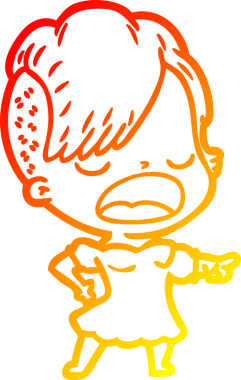 Bir insan tarafından çizilmiş havalı bir hippi kızın sıcak çizgi çizimi.