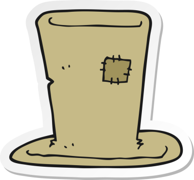 Bir insan tarafından çizilmiş karikatür beresi etiketi.