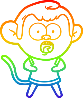 gökkuşağı gradyan çizgi çizimi bir insan tarafından çizilmiş bir maymun tarafından şok edildi