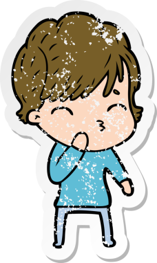 Bir insan tarafından çizilmiş bir karikatür kadının sıkıntılı çıkartması.