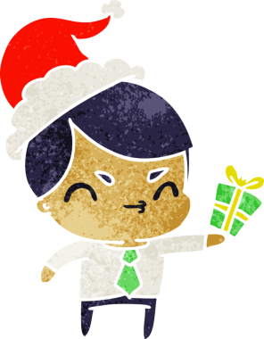 Bir insan tarafından çizilmiş Kawai çocuğunun Noel karikatürü.