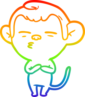 Gökkuşağı gradyan çizgi çizimi Bir insan tarafından çizilmiş şüpheli maymun